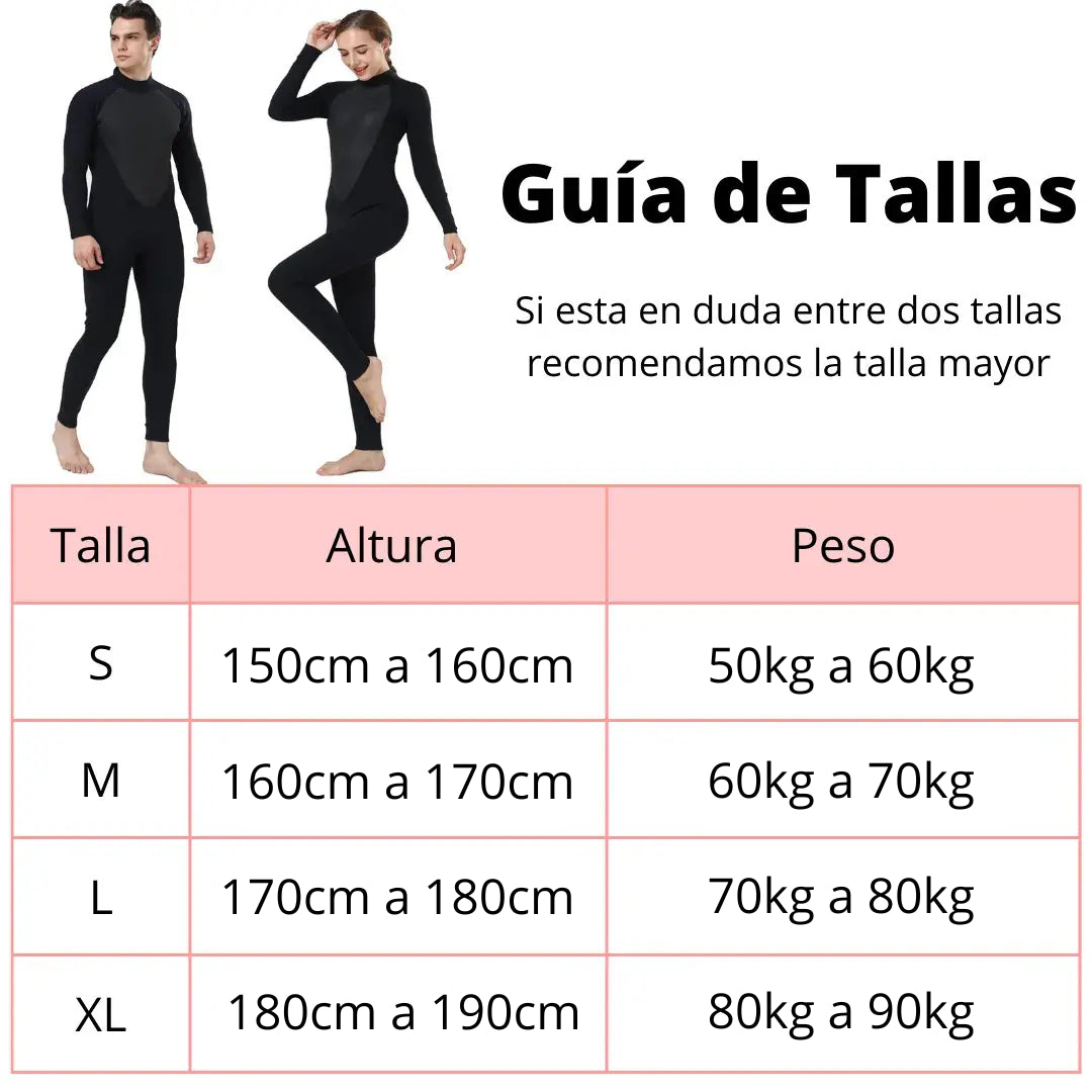 Guía de talla wetsuit 3mm