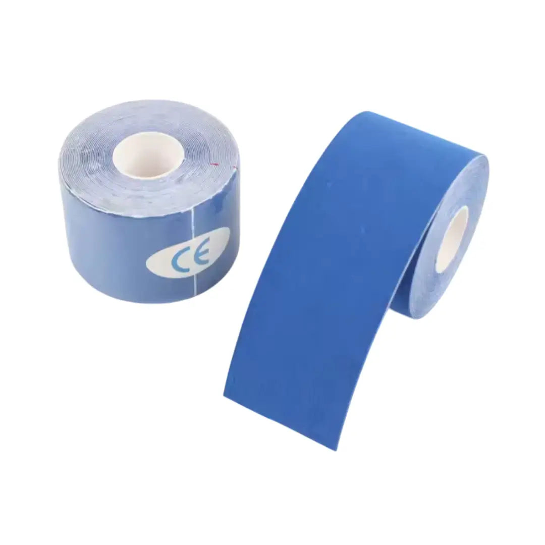 Rollo de cinta kinesiológica de color azul, vendaje neuromuscular elástico con certificación CE para soporte muscular.