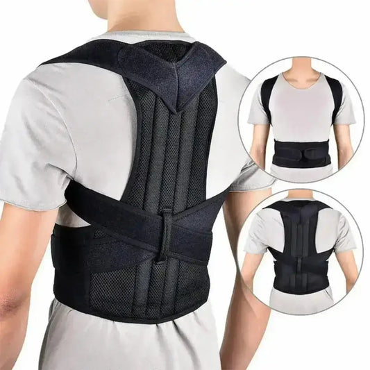 Faja correctora de postura con soporte lumbar para hombre y mujer vista de espalda.