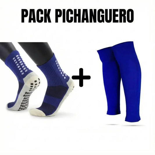 Pack pichanguero color azul: medias antideslizantes para fútbol y mangas precortadas ProSocks.