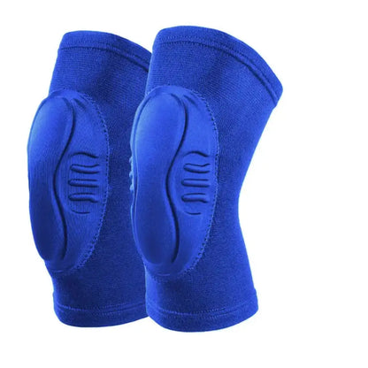 Par de rodilleras para vóley acolchadas de color azul, protección deportiva para entrenamiento.