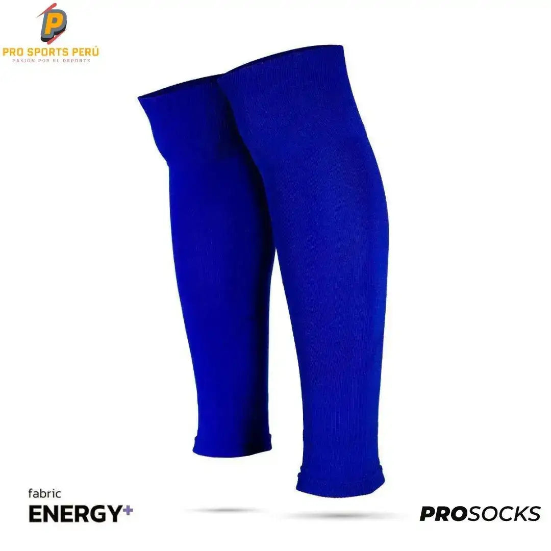 Medias precortadas ProSocks color azul, mangas de compresión para fútbol sin pie.
