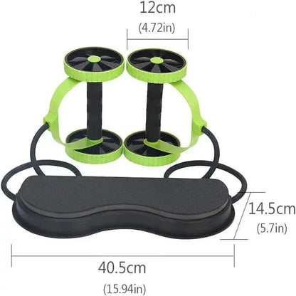 Infografía con las dimensiones del Revoflex Xtreme mostrando el ancho de la base de 40.5 cm y el diámetro de las ruedas de 12 cm.