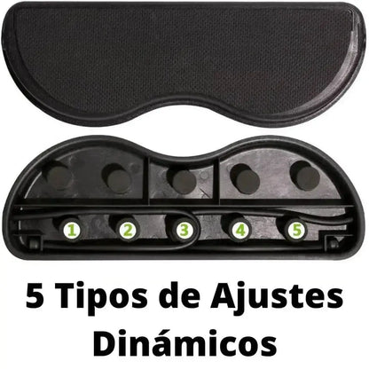 Detalle de la base inferior que muestra los 5 tipos de ajustes dinámicos para regular la tensión de las ligas elásticas.