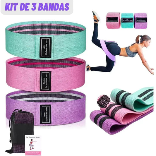 Set de 3 Bandas de Resistencia de Tela Premium | FitBands - Pro Sports Peru