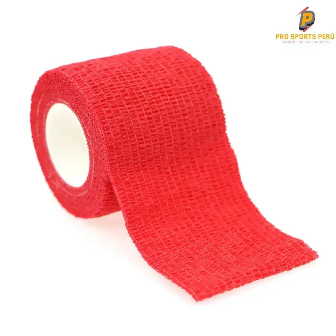 Rollo de vendaje cohesivo Coban de 5 cm color rojo para soporte muscular y articular.