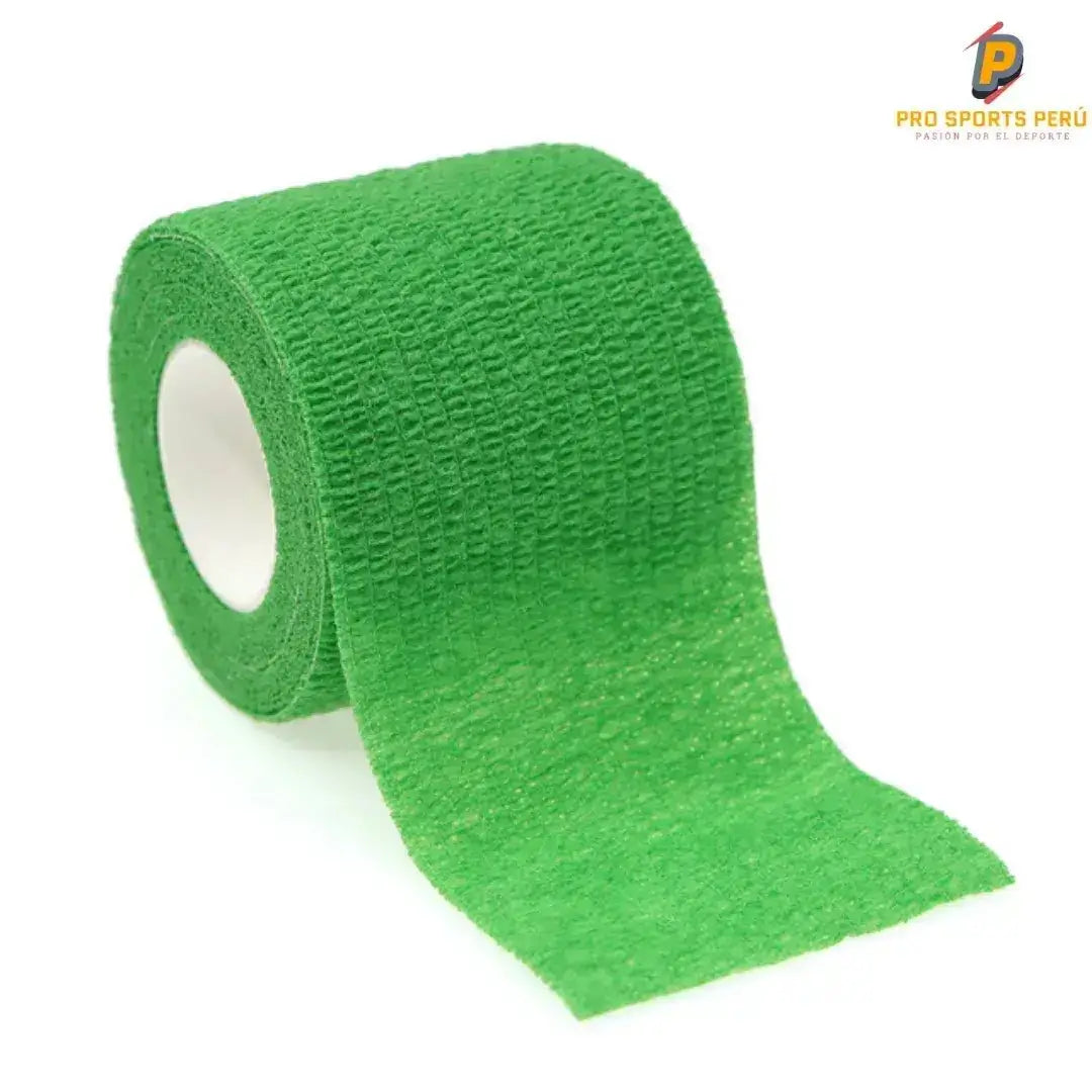Rollo de venda autoadhesiva Coban de 5 cm color verde para fútbol y crossfit.