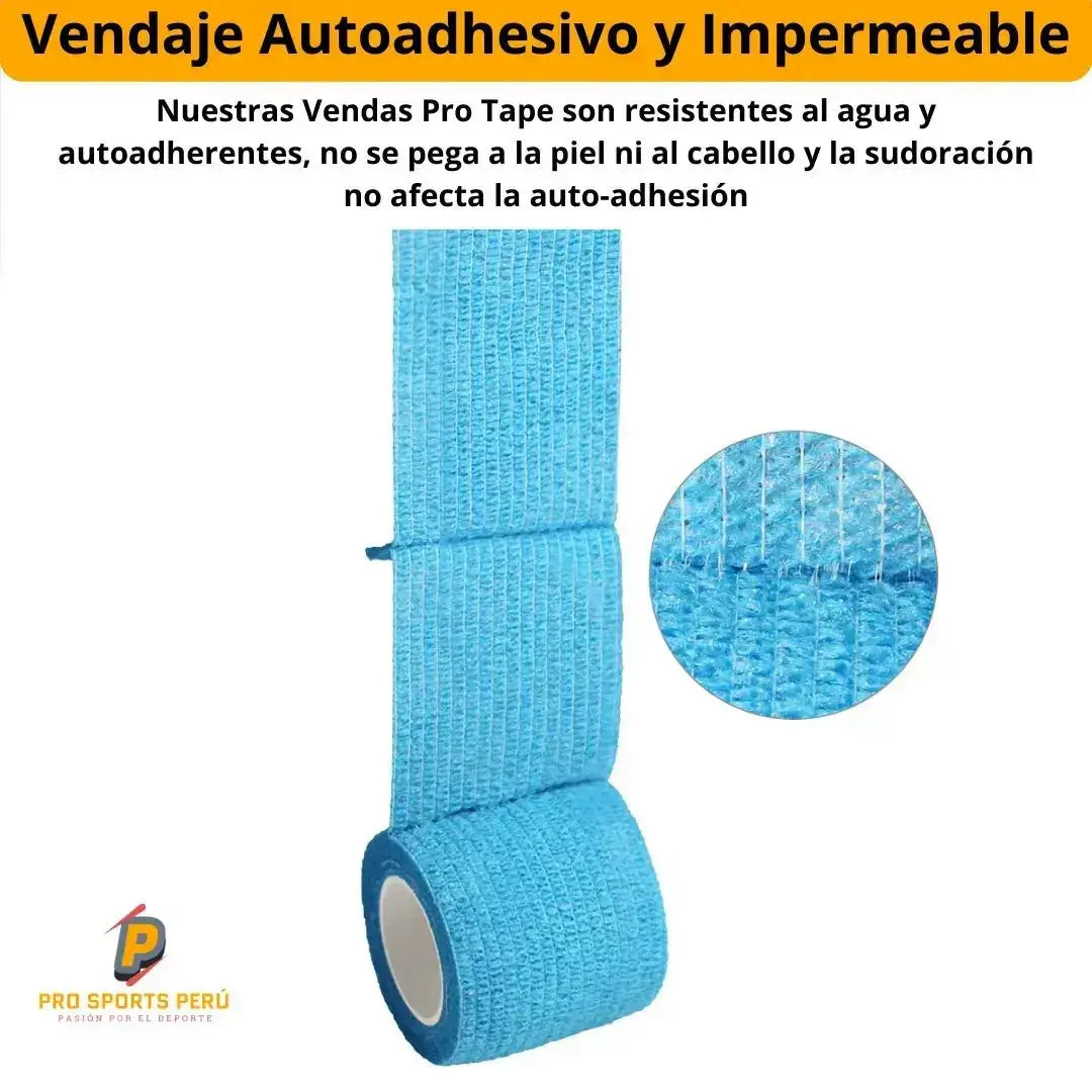 Venda cohesiva Coban color celeste impermeable y resistente al agua, vendaje elástico que no se despega con la sudoración.