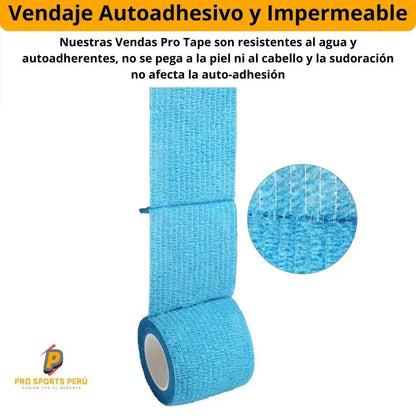 Venda cohesiva Coban color celeste impermeable y resistente al agua, vendaje elástico que no se despega con la sudoración.