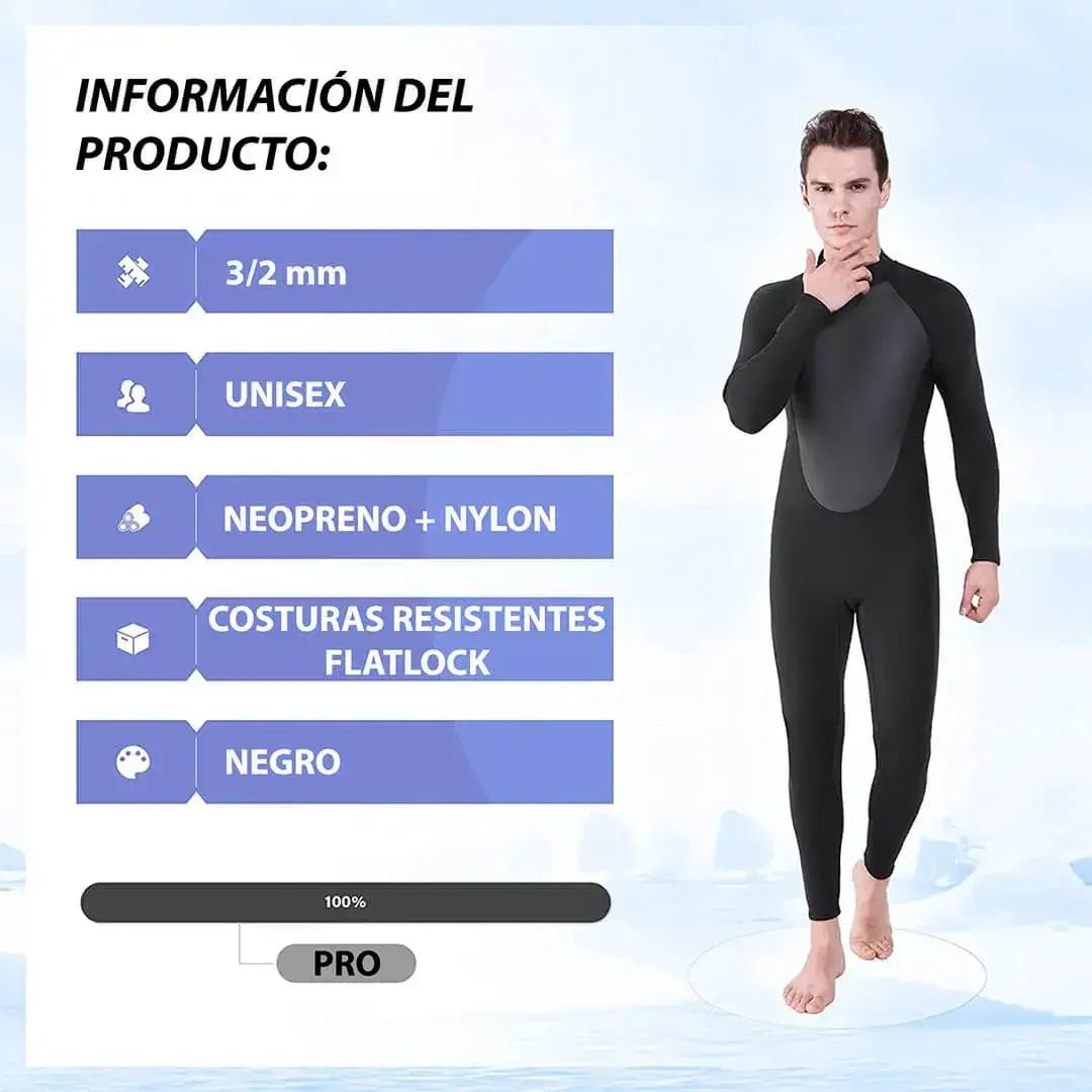 Wetsuit Pro 3/2 mm Traje de Neopreno Unisex | Pro Sports - Pro Sports Peru